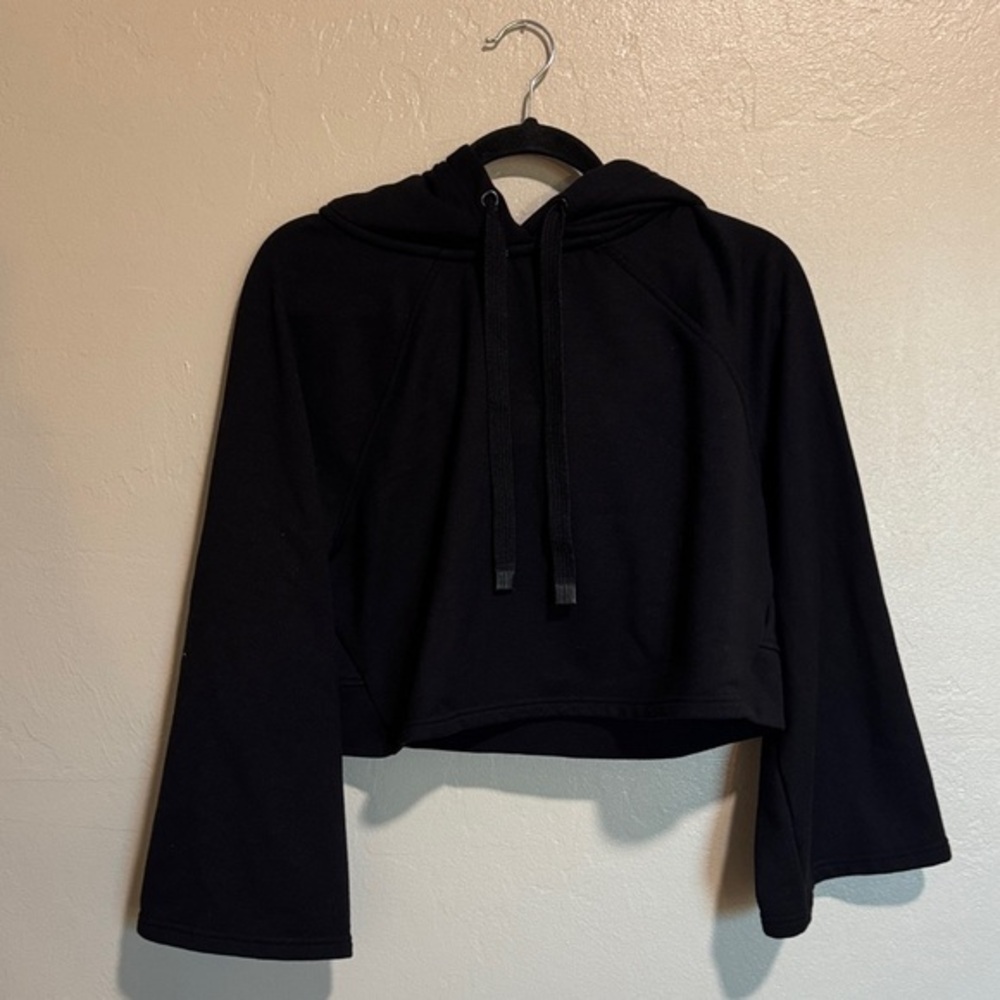 Athleta Black Cropped Hooded Sweatshirt